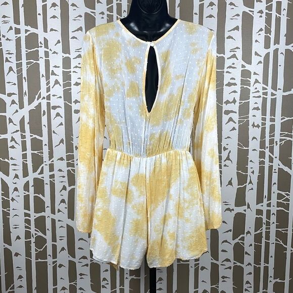 Peach Love Tie Dyed Swiss Dot Romper M - Picture 3 of 9